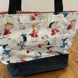 Reese Li Diaper Bag Canvas Tote Bag Purse Girls Kittens Children Fun Print Rare